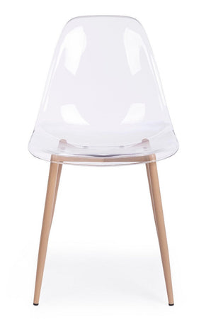 Sedia "Mandy" con gambe in acciaio verniciate effetto legno naturale, per arredo interno 53 x 46 x h 82 cm