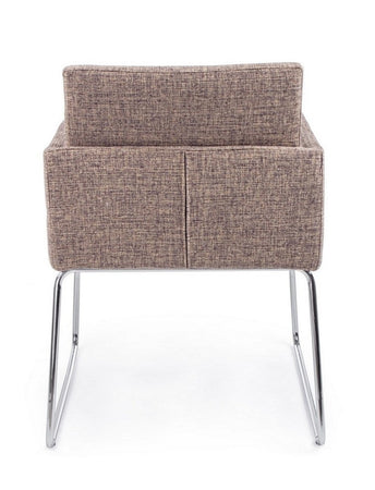 Sedia "Sixty Text" con struttura in acciaio e compensato, per arredo interno con braccioli, 60 x 54 x h 80,5 cm