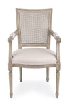 Sedia Liliane con struttura in legno di frassino, per arredo interno con braccioli, 58 x 67 x h 96 cm