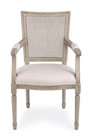 Sedia "Liliane" con struttura in legno di frassino, per arredo interno con braccioli, 58 x 67 x h 96 cm