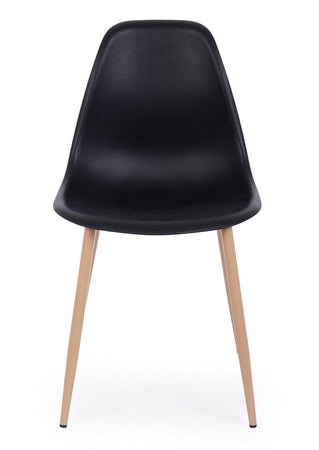 Sedia "Mandy" con gambe in acciaio verniciate effetto legno naturale, per arredo interno 53 x 46 x h 82 cm