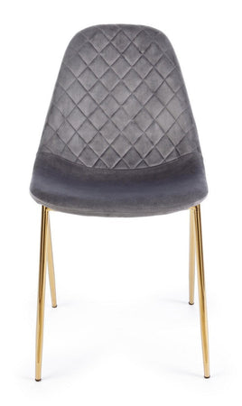 Sedia "Terry" con gambe in tubolare di acciaio con cromatura dorata, per arredo interno 48 x 55 x h 85 cm