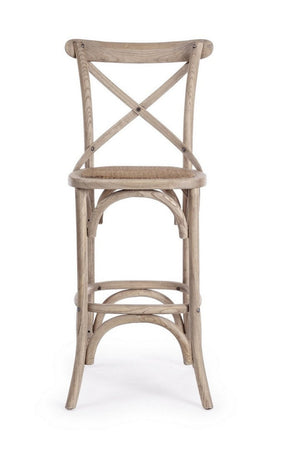Sgabello da bar Cross per interno, Struttura In Legno Di Olmo, 50 x 52 x 118 cm