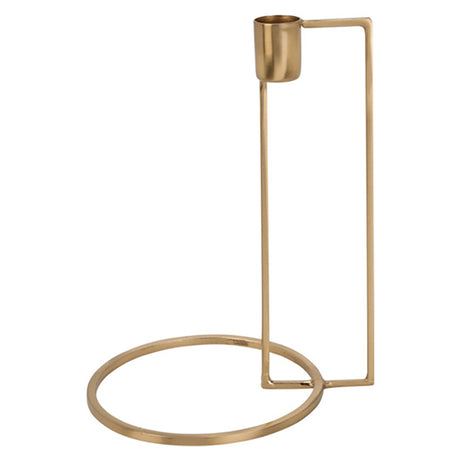 Porta candela natalizio, con base di appoggio, color oro, in metallo, da 21 cm