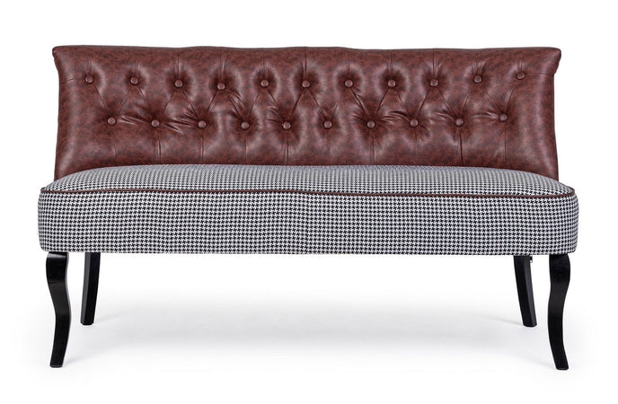 Divano 2 Posti "Batilda" per interno, Struttura In Legno Di Pino E Compensato, Gambe In Legno Di Pino,  136 x 66 x 76 h cm