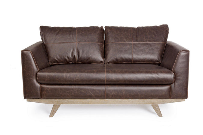 Divano 3 Posti "Johnston" per interno, Struttura In Legno Di Quercia, Rivestimento In Ecopelle(Pu) 213 x 90 x 82 h cm