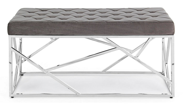 Panchetta per interno "Rayan" con seduta in velluto, color grigio da 97 x 44 cm