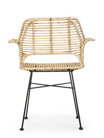 Sedia "Tunas" con struttura in acciaio verniciato a polvere epossidica, per arredo interno con braccioli, 66 x 58,5 x h 83 cm