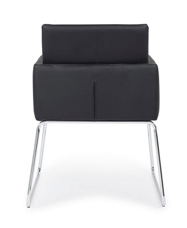 Sedia "Sixty Text" con struttura in acciaio e compensato, per arredo interno con braccioli, 60 x 54 x h 80,5 cm