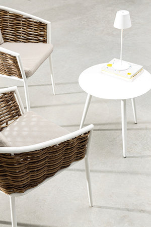 Tavolino ovale "Ridley" con struttura in alluminio per esterno e giardino, resistente