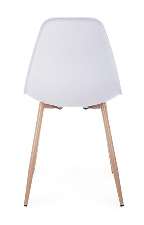 Sedia "Mandy" con gambe in acciaio verniciate effetto legno naturale, per arredo interno 53 x 46 x h 82 cm
