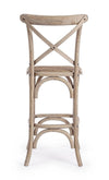 Sgabello da bar Cross per interno, Struttura In Legno Di Olmo, 50 x 52 x 118 cm