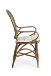 Sedia Edelina con rattan, per arredo interno con braccioli, 55 x 62 x h 96 cm