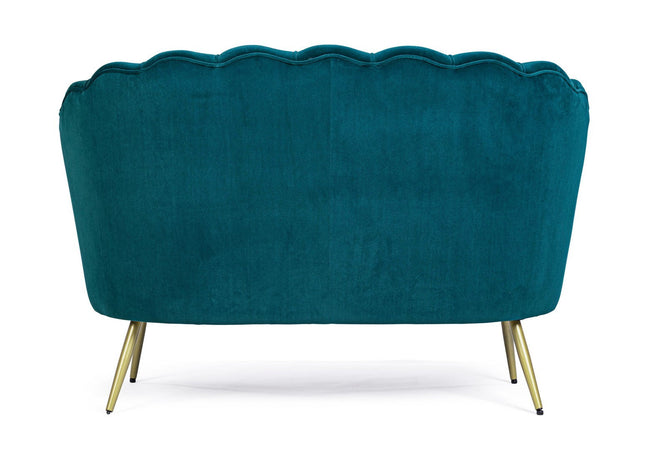 Divano in velluto 2 posti "Gigliola" conchiglia con piedi ottone 137 cm