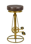 Sgabello da bar Cycle per interno, Struttura In Acciaio Con Finitura Oro, 42 x 42 x 80 cm