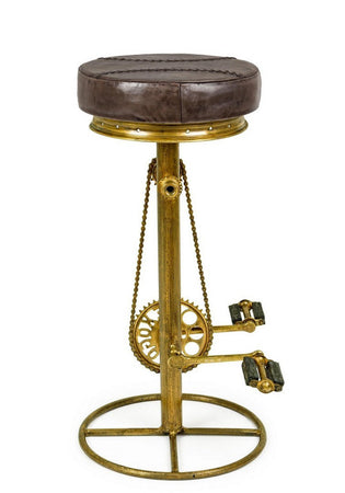 Sgabello da bar Cycle per interno, Struttura In Acciaio Con Finitura Oro, 42 x 42 x 80 cm