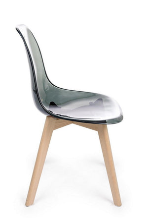 Sedia "Easy" con seduta e schienale in policarbonato, per arredo interno 52 x 47 x h 82 cm
