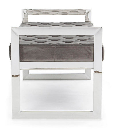 Panchetta per interno "Sveva" con seduta in velluto, color grigio da 97 x 44 cm