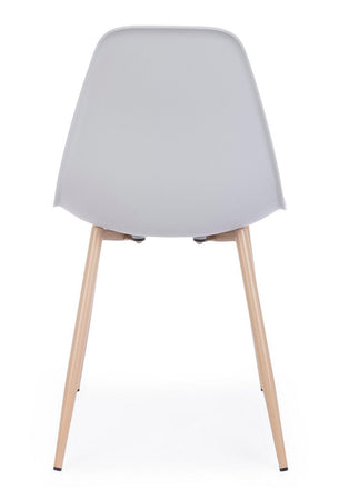 Sedia "Mandy" con gambe in acciaio verniciate effetto legno naturale, per arredo interno 53 x 46 x h 82 cm