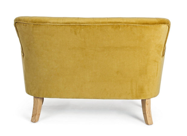 Divano 2 Posti "Orlins" per interno, Struttura In Legno Di Pino, Rivestimento In Cotone Trapuntato, Effetto Velluto Capitonne' 114 x 69 x 79 h cm