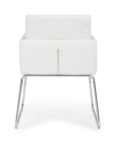 Sedia "Sixty Text" con struttura in acciaio e compensato, per arredo interno con braccioli, 60 x 54 x h 80,5 cm