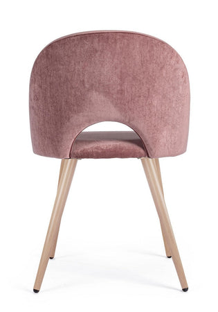 Sedia "Linzey" con gambe in acciaio verniciate effetto legno naturale, per arredo interno 53 x 60 x h 82 cm