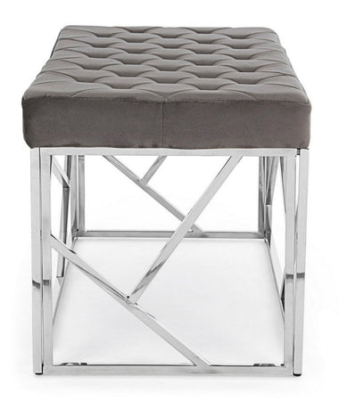 Panchetta per interno "Rayan" con seduta in velluto, color grigio da 97 x 44 cm