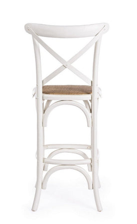 Sgabello da bar Cross per interno, Struttura In Legno Di Olmo, 50 x 52 x 118 cm