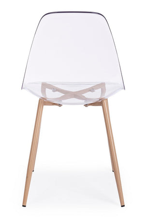Sedia "Mandy" con gambe in acciaio verniciate effetto legno naturale, per arredo interno 53 x 46 x h 82 cm