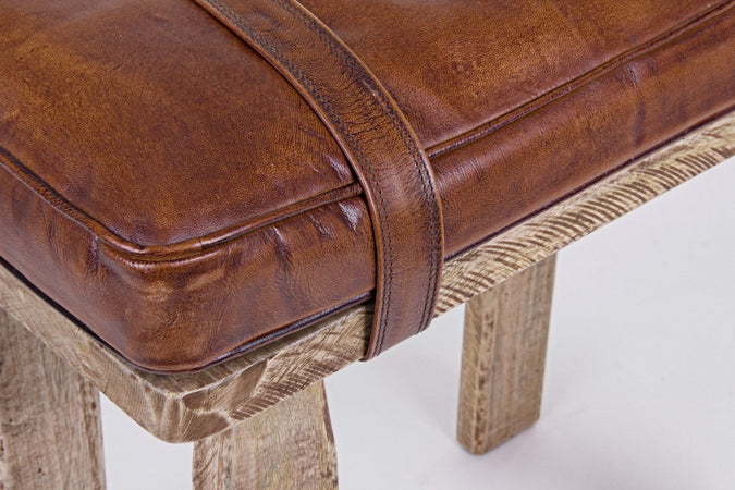 Sgabello per interno "Charleston" Struttura In Legno Di Mango, 54 x 30 x 53 h cm