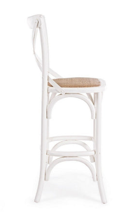Sgabello da bar Cross per interno, Struttura In Legno Di Olmo, 50 x 52 x 118 cm