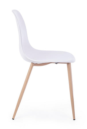 Sedia "Mandy" con gambe in acciaio verniciate effetto legno naturale, per arredo interno 53 x 46 x h 82 cm