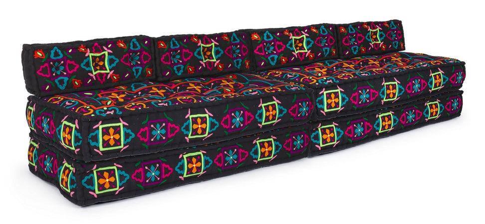 Divano "Latika" per interno, Cuscino Trapuntato, Rivestimento 100% Cotone 160 x 80 x 20 h cm