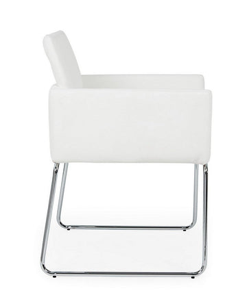 Sedia "Sixty Text" con struttura in acciaio e compensato, per arredo interno con braccioli, 60 x 54 x h 80,5 cm