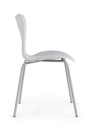 Sedia "Tessa" con gambe in acciaio verniciato a polvere epossidica, per arredo interno 50 x 49,5 x h 82 cm