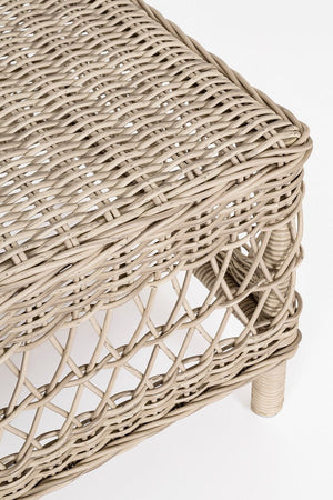 Tavolino "Jupiter New", struttura in alluminio, intreccio in fibra sintetica, da 80 x 50 cm