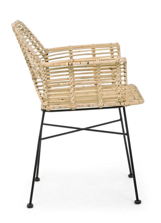 Sedia "Tunas" con struttura in acciaio verniciato a polvere epossidica, per arredo interno con braccioli, 66 x 58,5 x h 83 cm