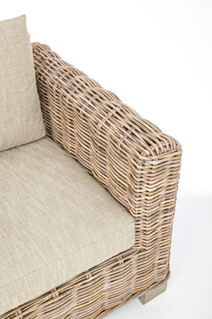 Poltrona "Fortaleza" con struttura in legno di mango e rattan, con braccioli, per esterno