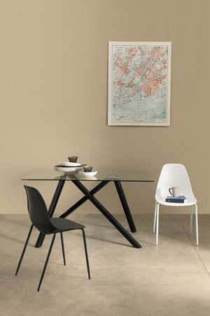 Sedia "Iris" con gambe in tubolare di acciaio verniciato a polvere, per arredo interno 45 x 52 x h 84 cm