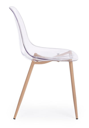 Sedia "Mandy" con gambe in acciaio verniciate effetto legno naturale, per arredo interno 53 x 46 x h 82 cm