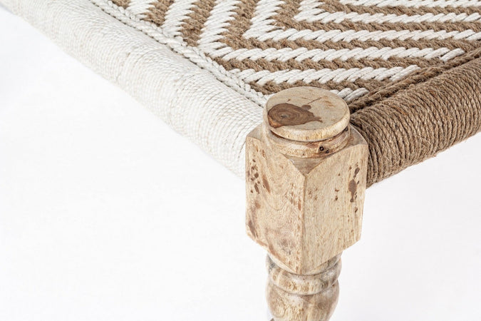 Panca "Khat Tamil" per interno, con Struttura In Legno Sheesham E Seduta In Corde Di Cotone, da 176x86x46h cm