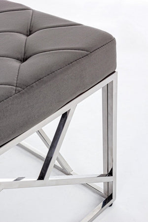 Panchetta per interno "Rayan" con seduta in velluto, color grigio da 97 x 44 cm
