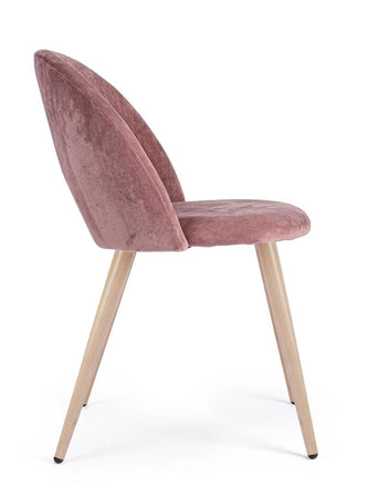 Sedia "Linzey" con gambe in acciaio verniciate effetto legno naturale, per arredo interno 53 x 60 x h 82 cm