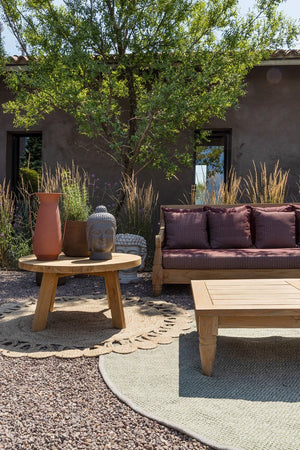 Tavolino rotondo "Bolivar" con struttura in legno di Teak per esterno