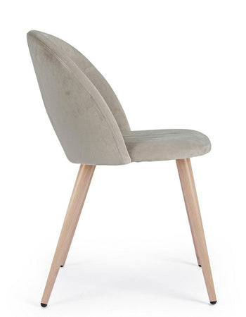 Sedia "Linzey" con gambe in acciaio verniciate effetto legno naturale, per arredo interno 53 x 60 x h 82 cm