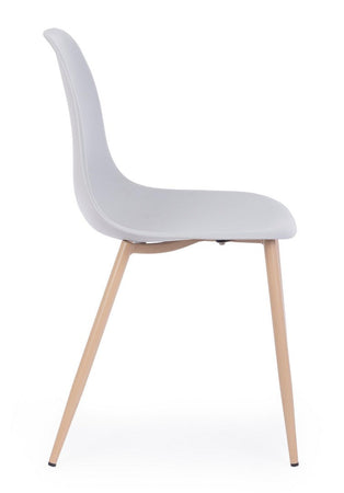 Sedia "Mandy" con gambe in acciaio verniciate effetto legno naturale, per arredo interno 53 x 46 x h 82 cm