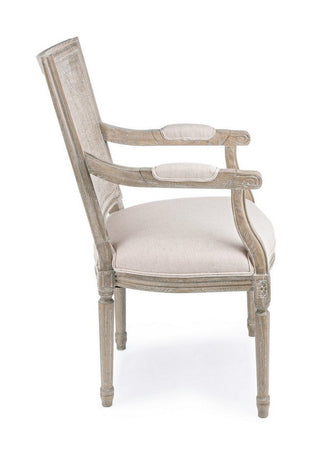 Sedia "Liliane" con struttura in legno di frassino, per arredo interno con braccioli, 58 x 67 x h 96 cm