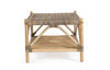 Tavolino Tarifa con due ripiani, struttura in rattan, intreccio in kubu da 96 x 56 cm