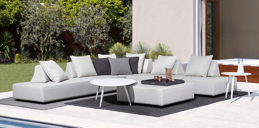 Tavolino ovale "Ridley" con struttura in alluminio per esterno e giardino, resistente