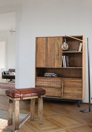 Sgabello per interno "Charleston" Struttura In Legno Di Mango, 54 x 30 x 53 h cm